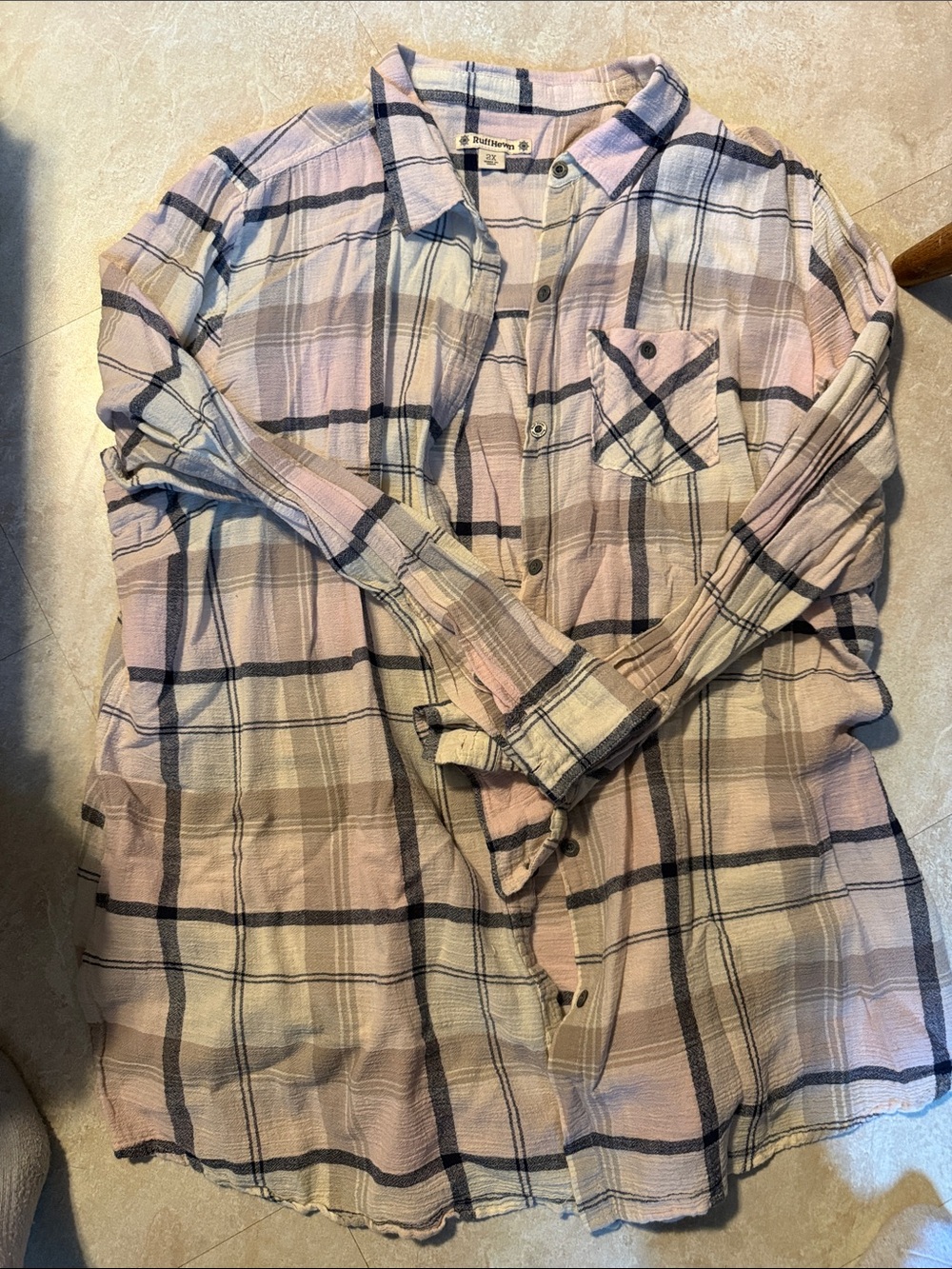 Ruff Hewn Pink and White Plaid Button-Down Shirt